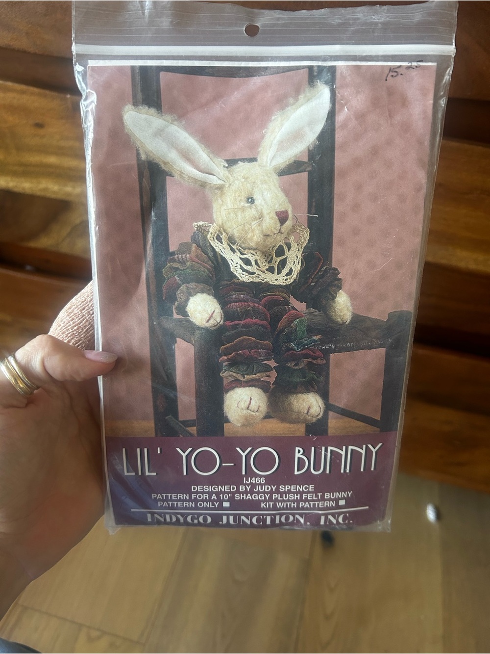 Lil' Yo-Yo Bunny Plush Pattern by Indygo Junction - Cream & Burgundy